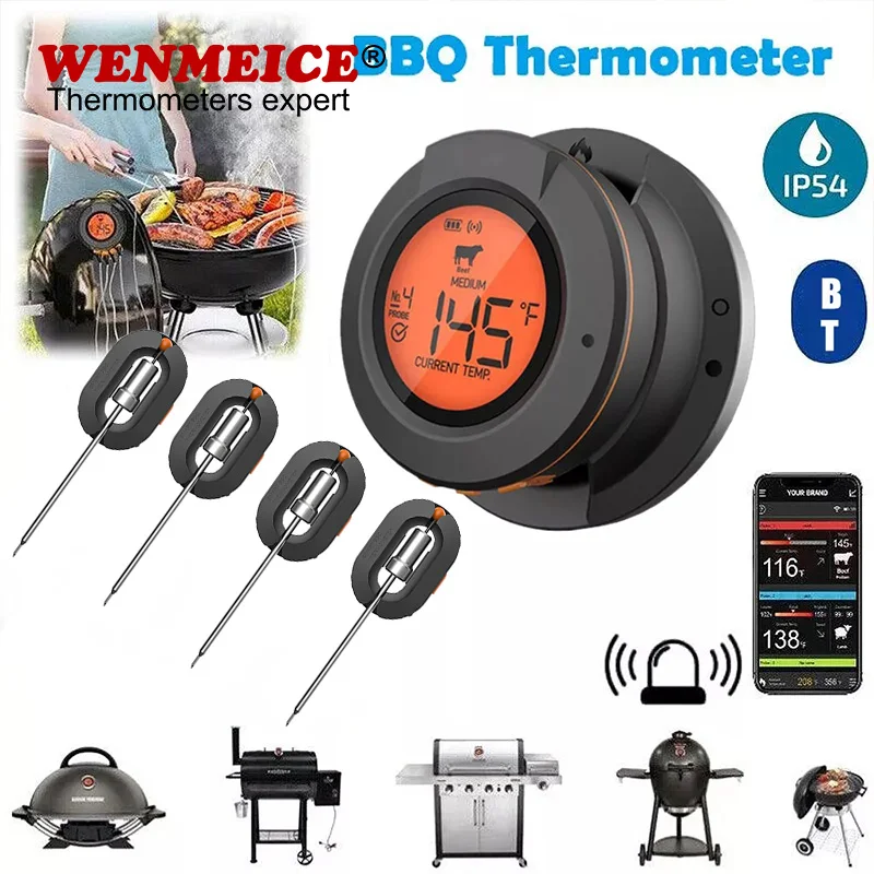 WENMEICE Bluetooth Thermometer Digital Sensor For High 500℃ Oven Grill Barbecue Meat BBQ Cooking Kitchen Accessories Tools