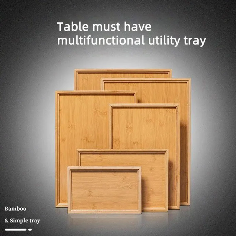 Wooden Tray High-value Rectangular Solid Wood Tea Fruit Snack Desktop Storage Tools Restaurant Utility Wooden Serving Plate Set