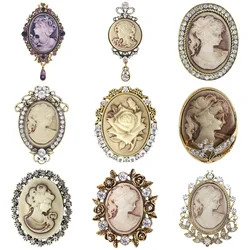 Vintage Victorian Brooches for Women Unisex Beauty Head Pins Multi-color Available Banquet Party Accessories Gifts