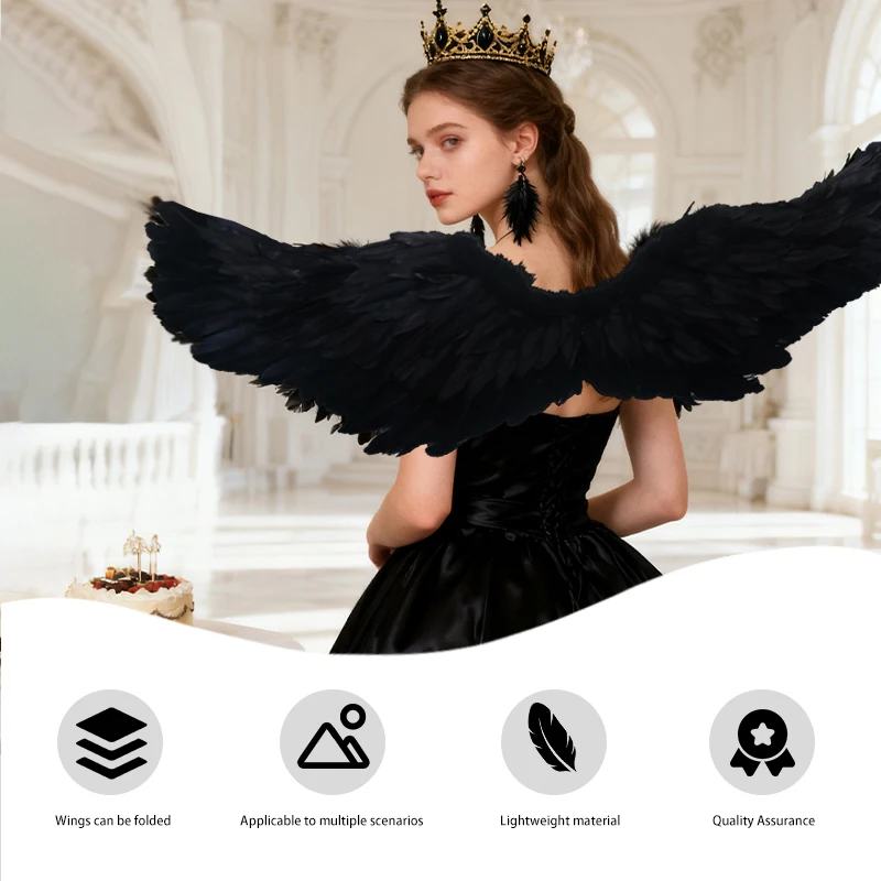 Dance Wings Accessories Halloween Wings Props Children Adult Angel Feather Wings Props Stage Performance Accessories White Black