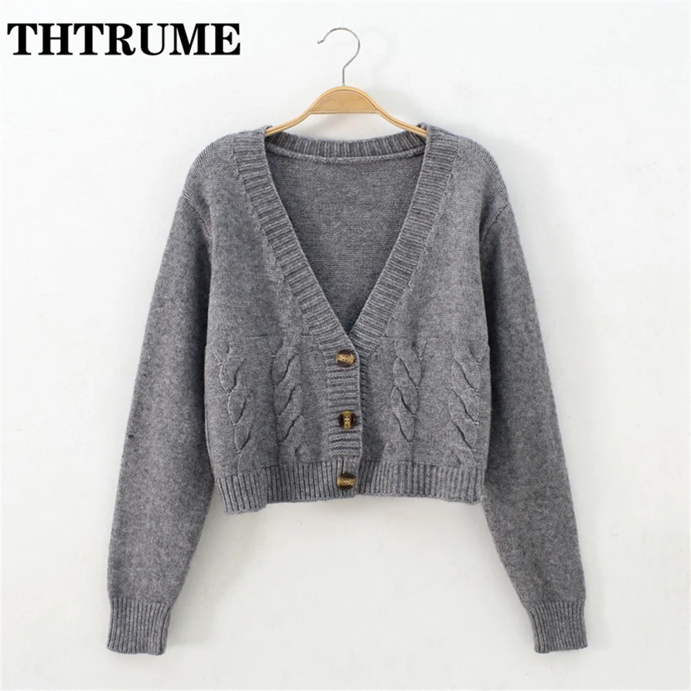 Sexy V-Neck Loose Sweaters Fashion Women Long Sleeve Autumn Knit Korean Single Breasted Jumpers Tops Casual Office Lady Cardigan