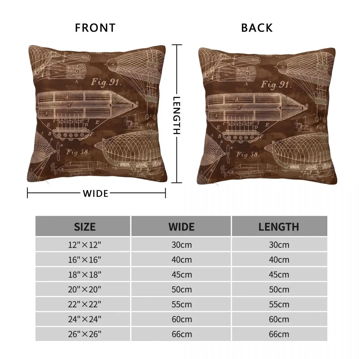 Airships Antique Copper Square Pillowcase Polyester Linen Velvet Creative Decorative Throw Pillow Case Home Cushion Cover 18