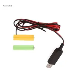 USB 5V 2A to 3V1A Battery Power Cable Battery Eliminators Line Replace 2x 1.5V LR6 AA Batteries for Toy Remote