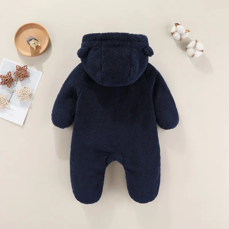 Winter Baby Boy Girl Romper Hooded Infant Jumpsuit Overalls Thicken Warm Children Clothing Super Soft Toddler Sleepwear A1261