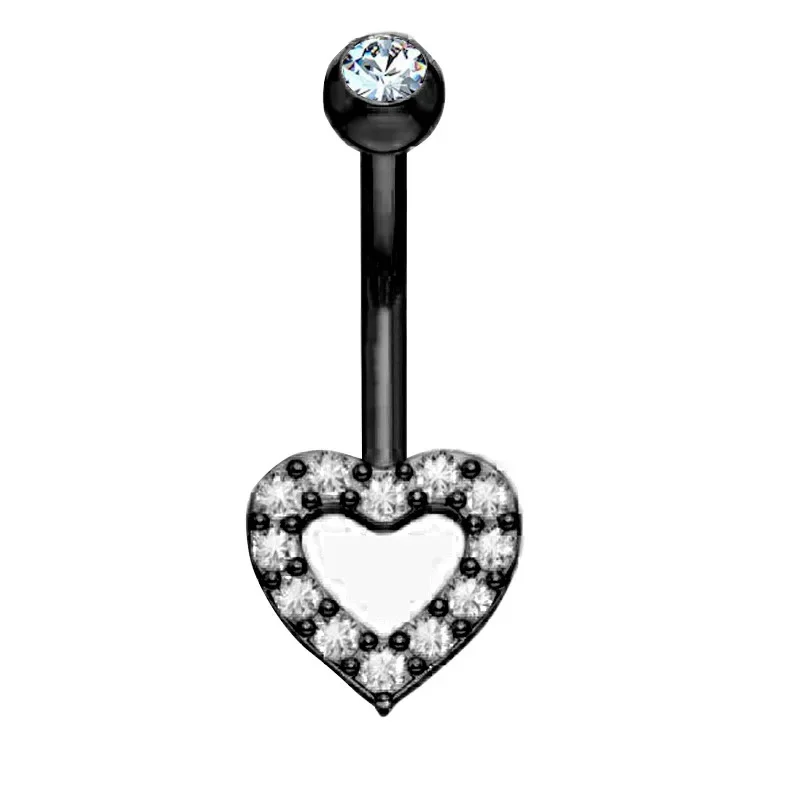 Zwart Cz Navelpiercing Vrouwen Mode Glitter Buik Ring Sieraden Hart Maan Navel Piercing Barbell Crystal Pircing Ombligo