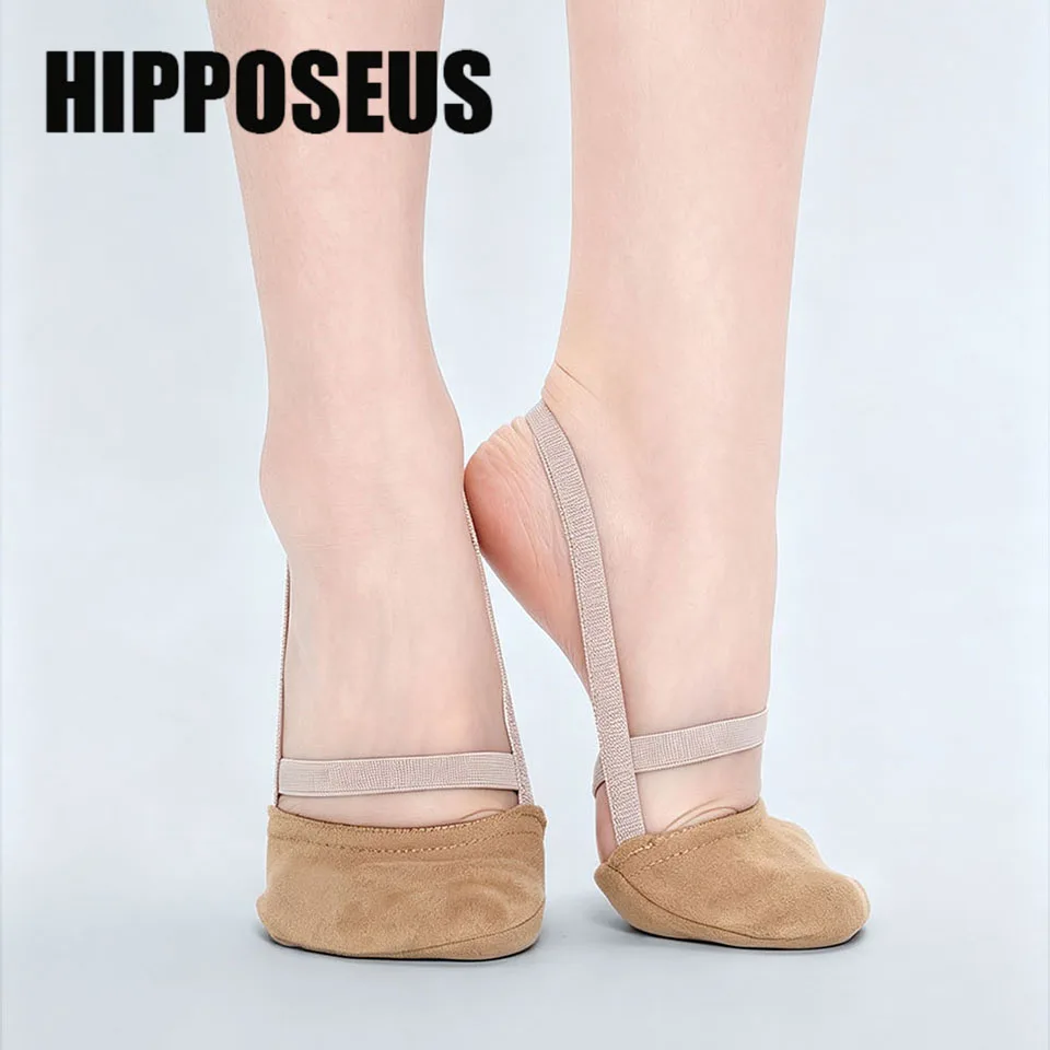 3 Pairs Camel Suede Rhythmic Gymnastics Shoes Women Adult Half Sole Jazz Ballet Dance Shoes Half Toe Shoes Belly Dancing Shoes