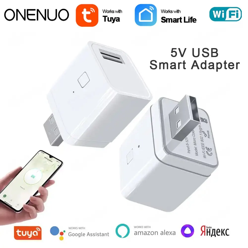 ONENUO Tuya Smart Micro USB adapter Switch 5V WiFi Mini USB Power adapter funziona con Alexa Hey Google Alice per Smart Home