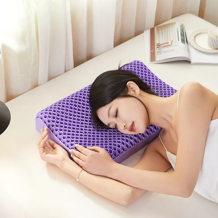 Pectin Pillow Breathable Air Layer TPE Pillow Washable with Water, Zero Pressure Cervical Neck Pillow Latex Adult Single