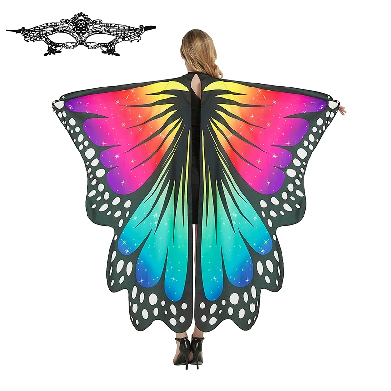 Women Stage Dress-up Butterfly Wings Cape Shawl  Fancy Dress Costume Party Props Halloween Adult Cosplay Dance Cloak Cape