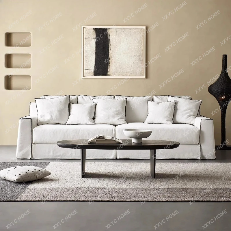 Homestay  simple shadow-seeking sofa small apartment living room straight row removable and washable linen