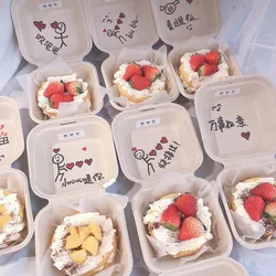20/50pcs Disposable Bento Box Microwavable Degradable Lunchbox Containers Takeaway Packing Hamburger Cake Packaging Eco-Friendly