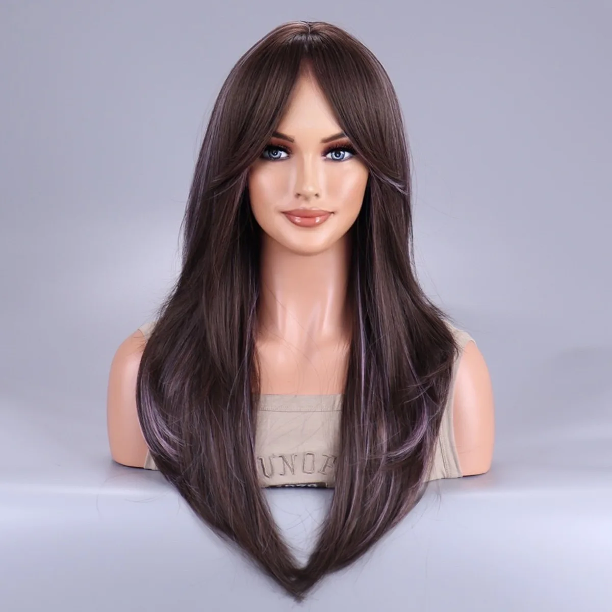 

Wig female long hair slightly curly long curly hair big waves fluffy intercolor wig chemical fiber wig headgear