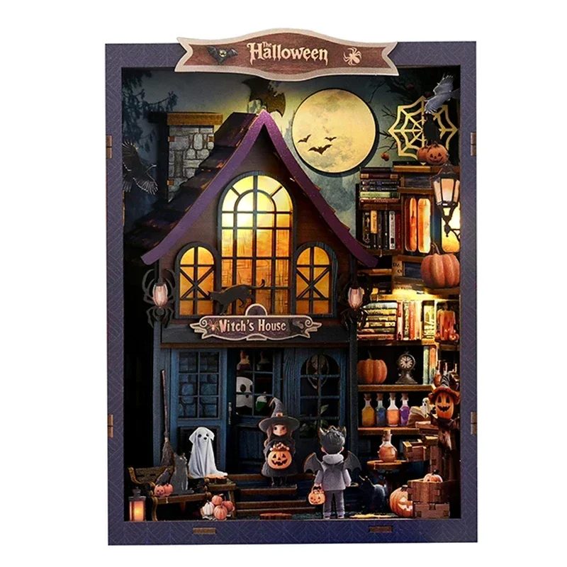 Helloween Castle Wonderful Night DIY Wooden Handmade Casa Figurines Miniatures for Friends Birthday Gifts Home Decoration Crafts
