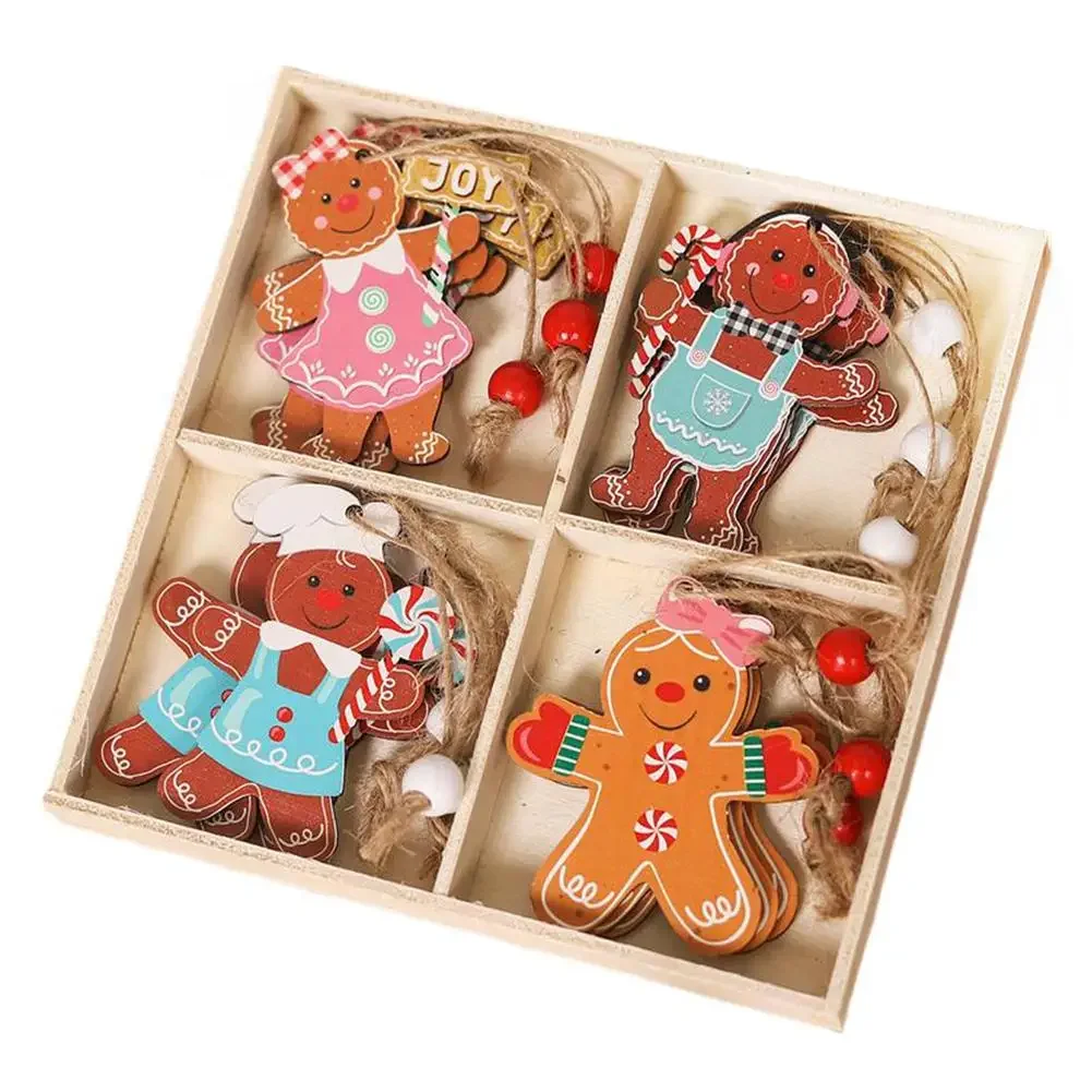 

Wooden Christmas Ornaments Set 12PCS Cute Biscuit Couple and Faceless Santa for Hanging on Trees and Festive Home Decor
