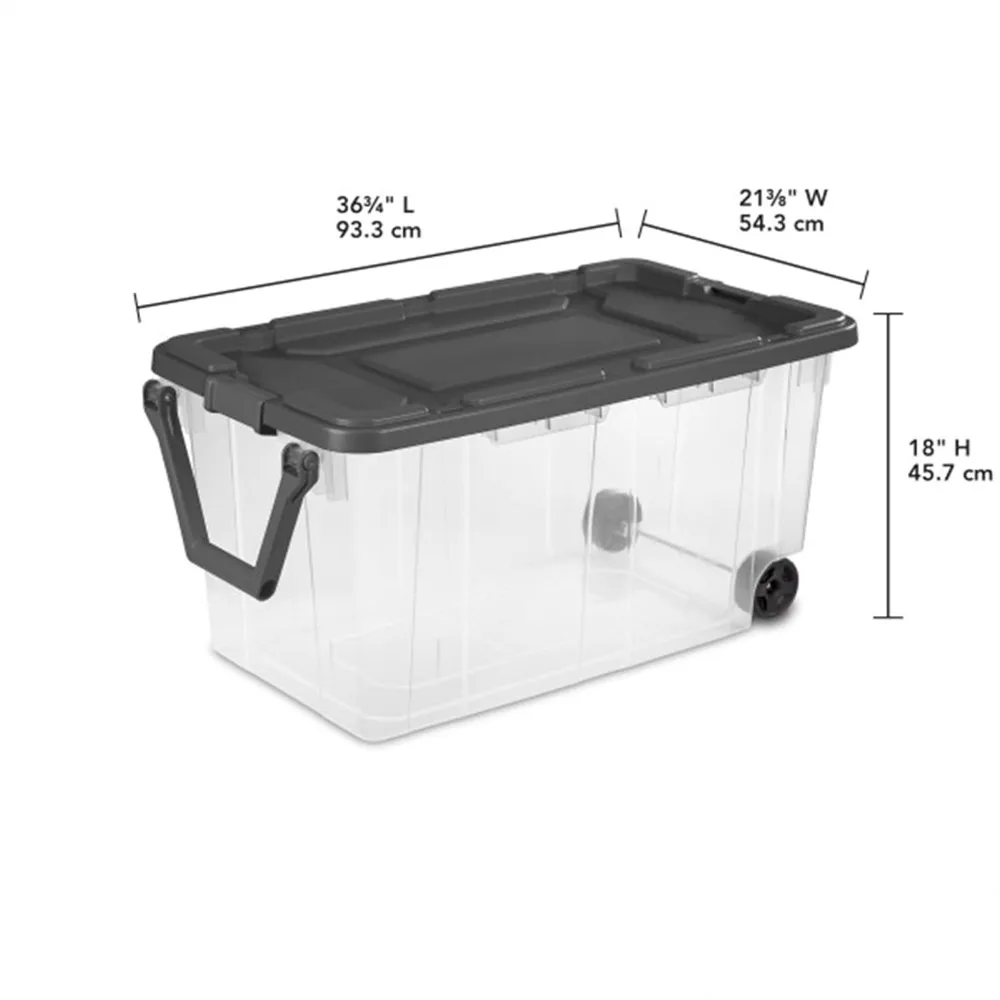Caja apiladora Modular de 4 paquetes, contenedores de almacenamiento de plástico transparente duraderos con tapas de enganche, 160 cuartos, Co organizador apilable