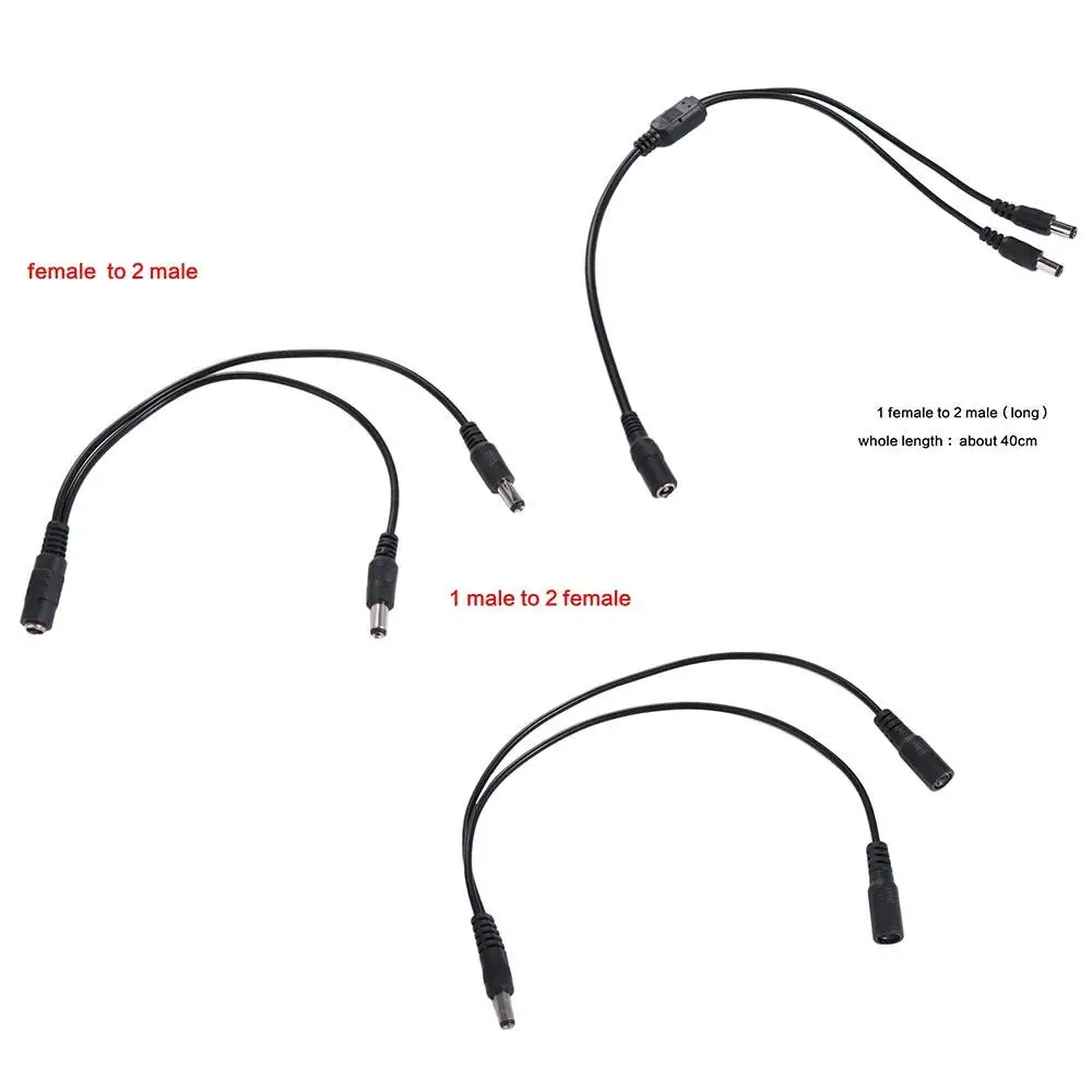 Power Diversion 1 mannelijk naar 2 vrouwelijk voedingsadapter DC Power Splitter-connector One Drag Two Power Supply Line-verlengkabel