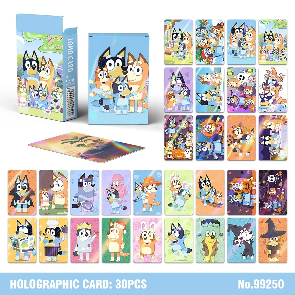 

30 шт. открыток Bluey & Bingo с лазерной резкой, в стиле LOMO, HD-фотографии, подарок для фанатов, коллекционные карточки