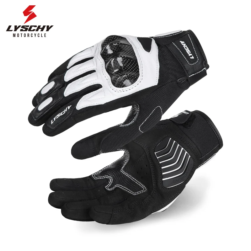 

LYSCHY Girls Summer Motorcycle Gloves Leather Carbon Fiber Women's Small Size Biker Motorcycle Motocross Gloves XS-M