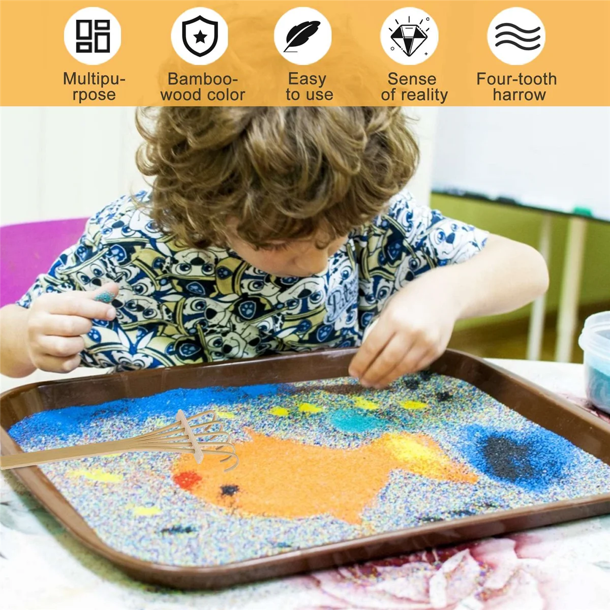 Baa-mini japonês zen jardim ancinho conjunto de ferramentas de bambu, caixa de areia de madeira kit de brinquedo de terapia de jogo para meditação de paz espiritual