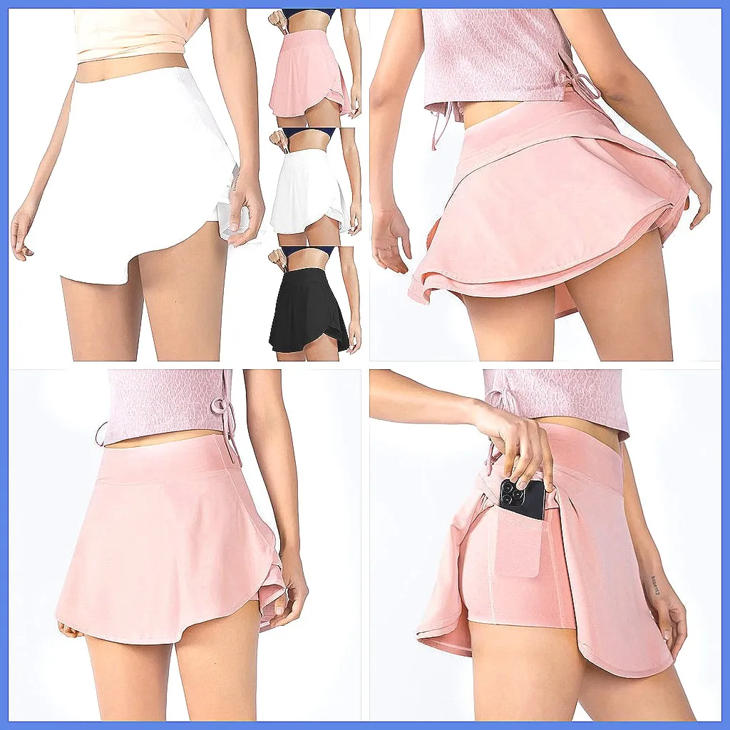 

Women's High Waisted 2-in-1 Tennis Skirt with Pockets - Flowy Vintage Running Skirt for Summer (Character Count: 78)