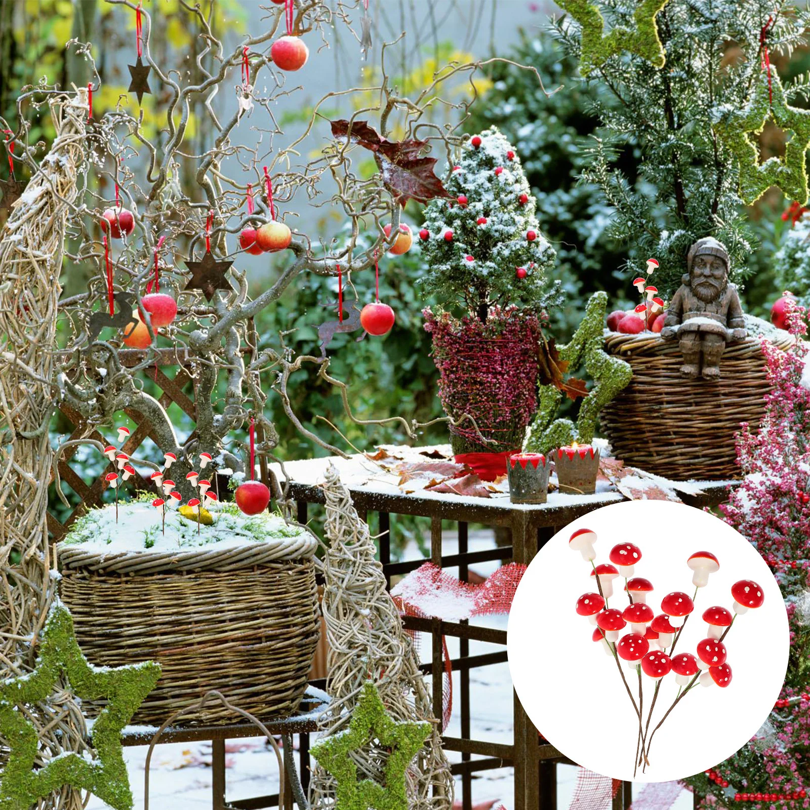 

4pcs Mini 5-Stem Faux Mushrooms Decor, Realistic Artificial Mushroom Plants For Fairy Garden Bonsai Ornament, Micro Landscape