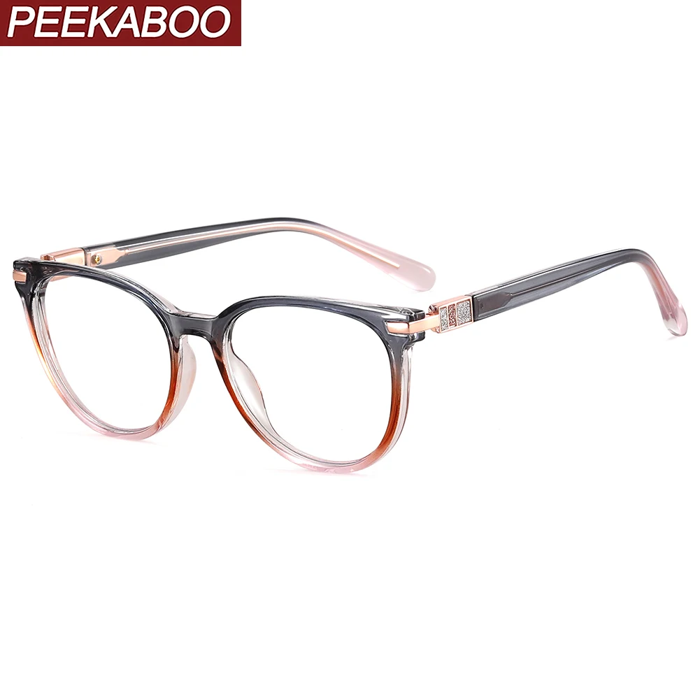 

Peekaboo female anti blue light glasses for women clear lens TR90 fashion glasses frame optical CP acetate brown black gift