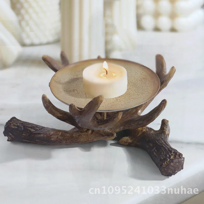 

Spot Antler Resin Candlestick Cross-Border Home Living Room Bedroom Desktop Decoration Handcrafted Holiday Anniversary Craft