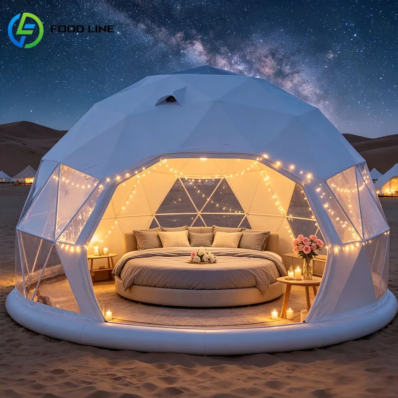 Prefabricated Glamping House Geodesic Dome Tent Luxury Outdoor Resort Camping Villa Customized