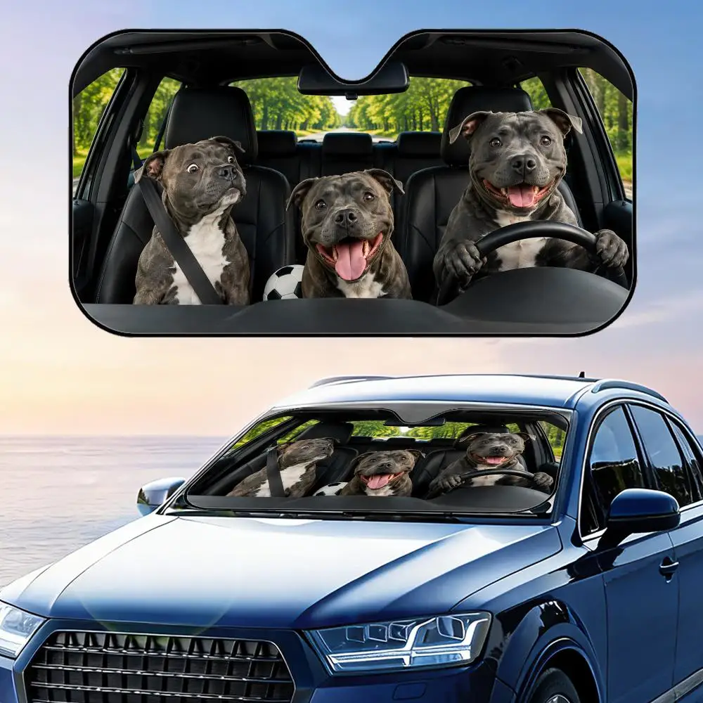 Pare-soleil pour pare-brise avant de voiture Staffordshire Bull Terrier, pliable, réfléchissant, protection UV, isolation thermique