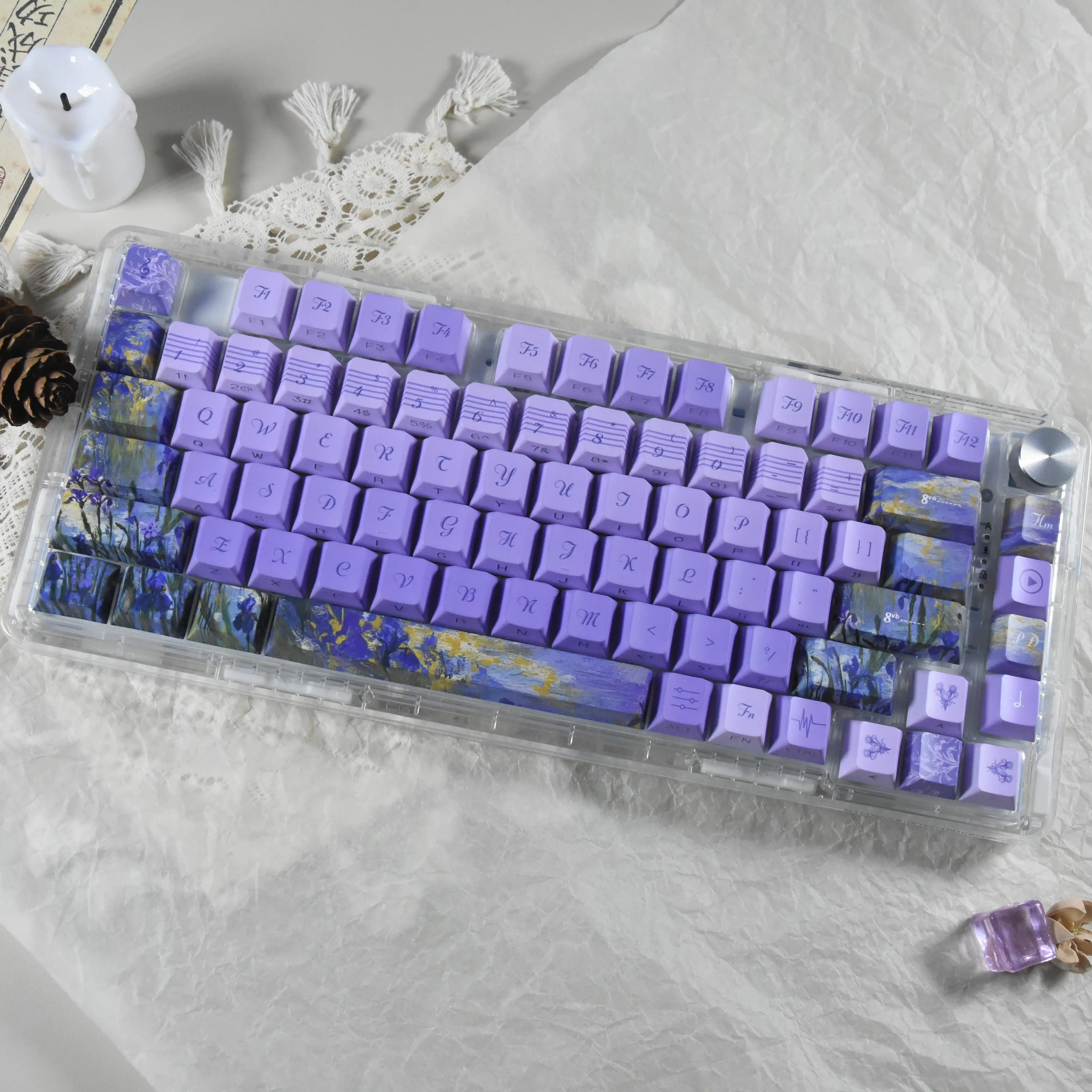 Impression Theme Original Double Engraving Keycap 131 Key PBT Material Sublimation Purple Door