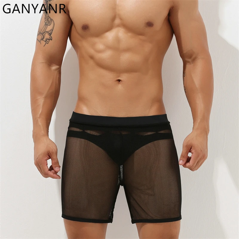 GANYANR Running Shorts Men Basketball Gym Sportswear Training Exercise Active Wear Leggings Fitness Clothing Crossfit Sports