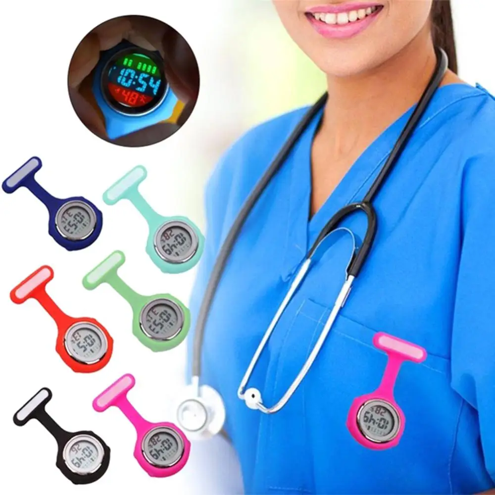 Pocket Watch Women's Digital Display Dial Clip-On Analog Clock Fob Nurse Brooch Pin Hang Pocket Electric Watch Fashion Watches