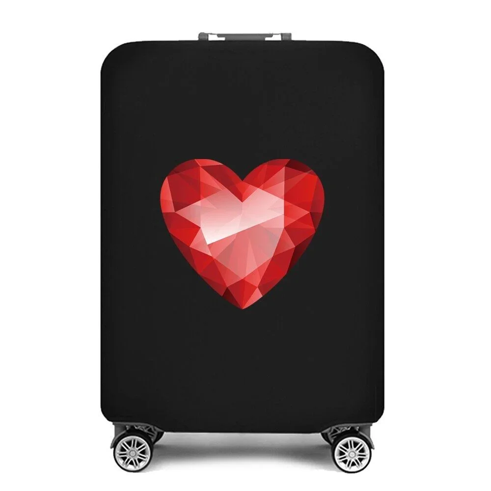 Elastic Luggage Cover Hand Drawn White Heart Print Suitcase Protector Dustproof Anti Scratch For 18 32 Inch Travel Case