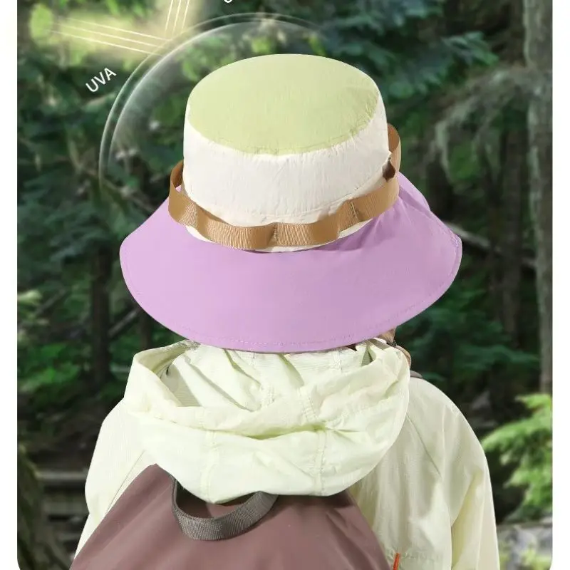 Topi Ember Anak Perempuan Pelindung Matahari Musim Panas 4 Warna Topi Olahraga Luar Ruangan Sejuk Topi Hiasan Kepala Anak 2-6 Tahun