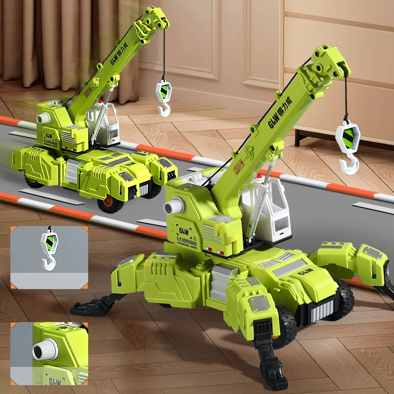 1:40 4 รูปแบบสี่ขารถบรรทุกเปลี่ยนวิศวกรรมยานพาหนะก่อสร้าง Alloy Crane Excavator ของเล่นเด็กของขวัญ