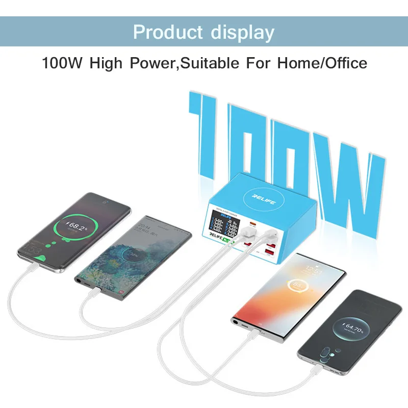 RELIFE RL-309A 8in1 Multifunctional Charger with High Power Portable 100W High Power Dual PD  QC3.0 Fast Charging Tool