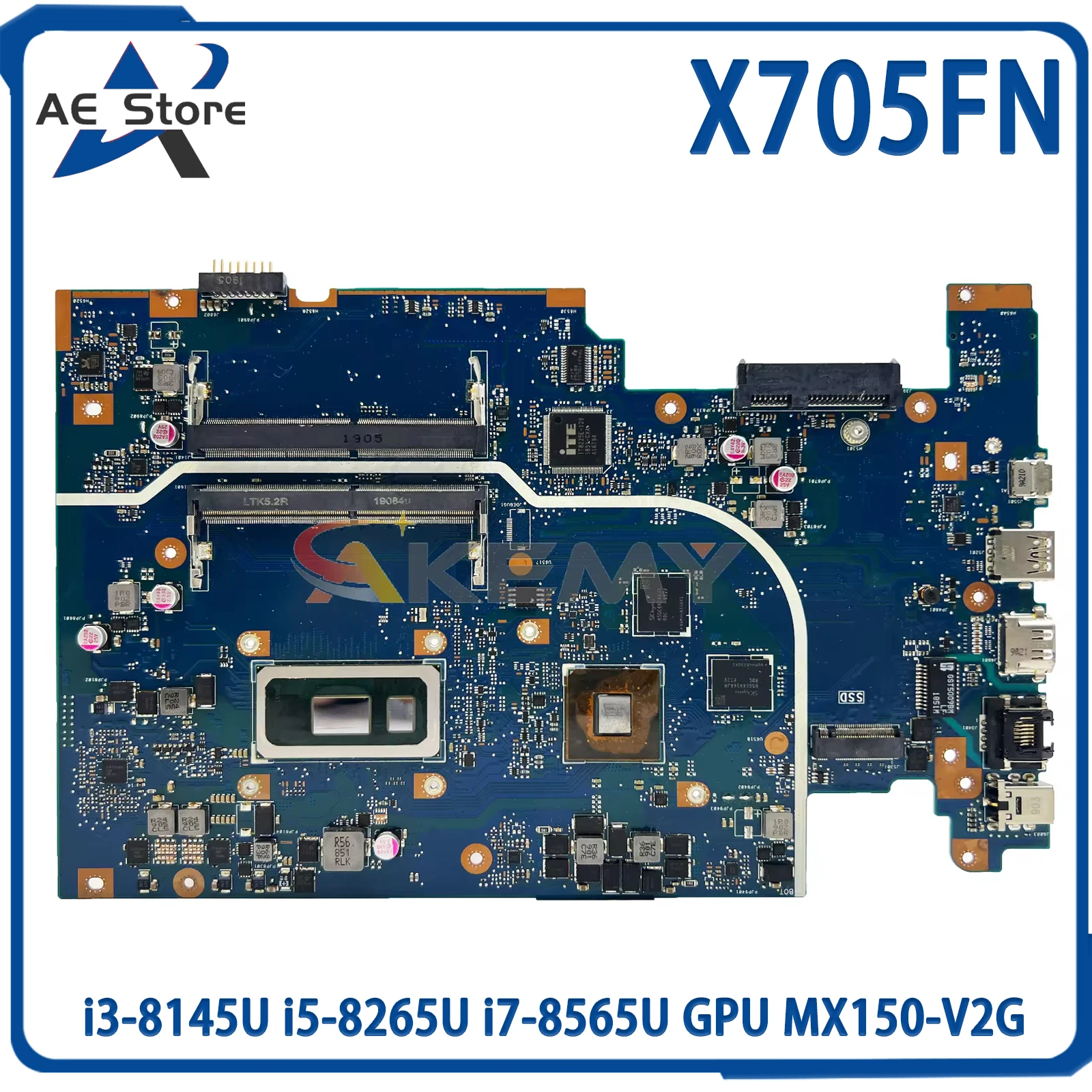 

AE Store X705FN Mainboard For ASUS VivoBook X705F N705FN M705F Laptop Motherboard i3-8145U i5-8265U i7-8565U GPU MX150-V2G