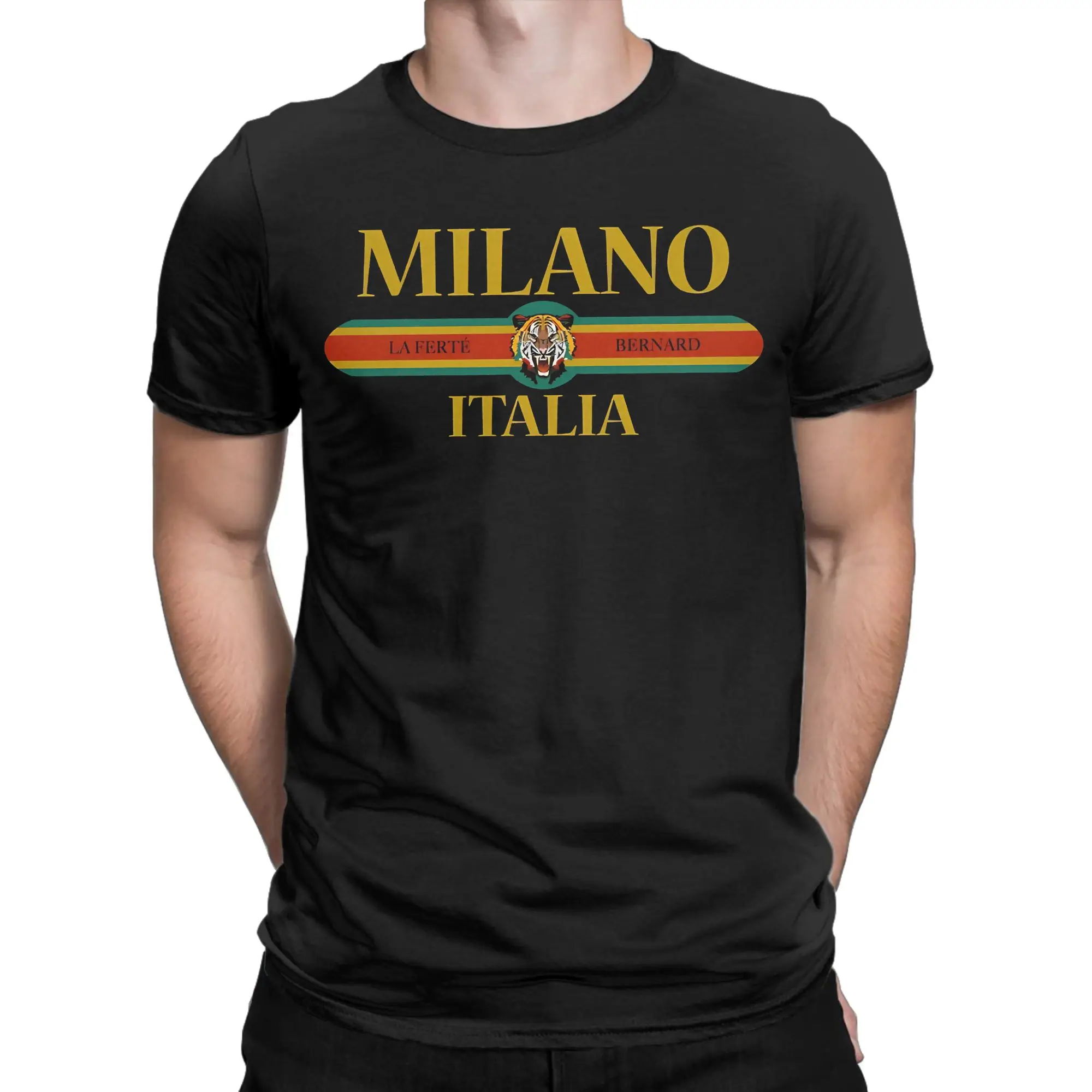 Milano Italia Fashion Tiger Face Milano Italy T Shirt Beach T-Shirts Pure Cotton O Neck Plus Size Tees Short-Sleeve Y2K Tshirt
