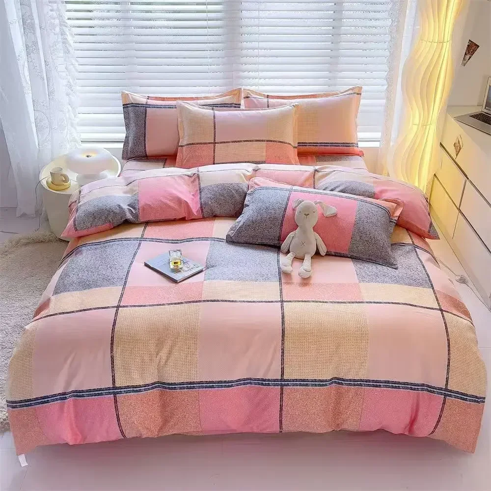 New Student Dormitory School Hotel Apartment Non Fuzzy and Non Fading Pink Flower Pattern Quilt Cover Lightweight Quilt Cover