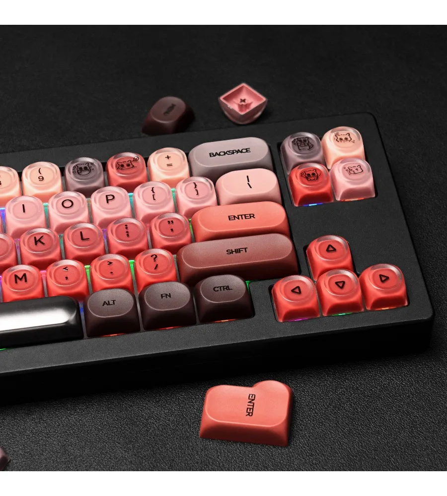 Jelly PBT+PC compatible with Wooting and other mechanical keyboard keycap foundations for a rounded finish