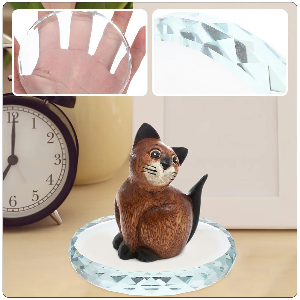 

2Pcs Diamond Faceted Glass Display Base Multipurpose Handicrafts Holder Collectibles Display Stand Lightweight