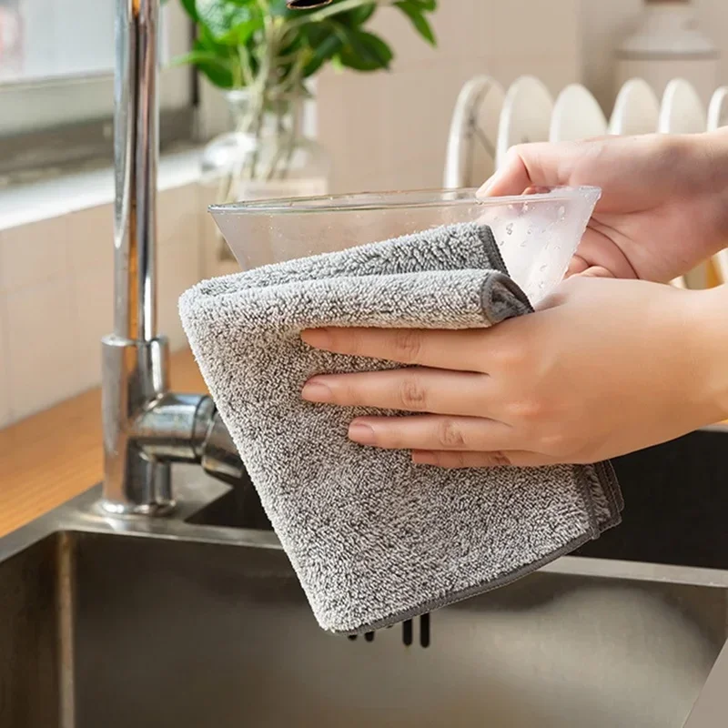 Cleaning Cloths Dishcloth Washing Super Absorbent Bamboo Charcoal Anti-grease Wiping Household Microfiber Towel Kitchen Rags