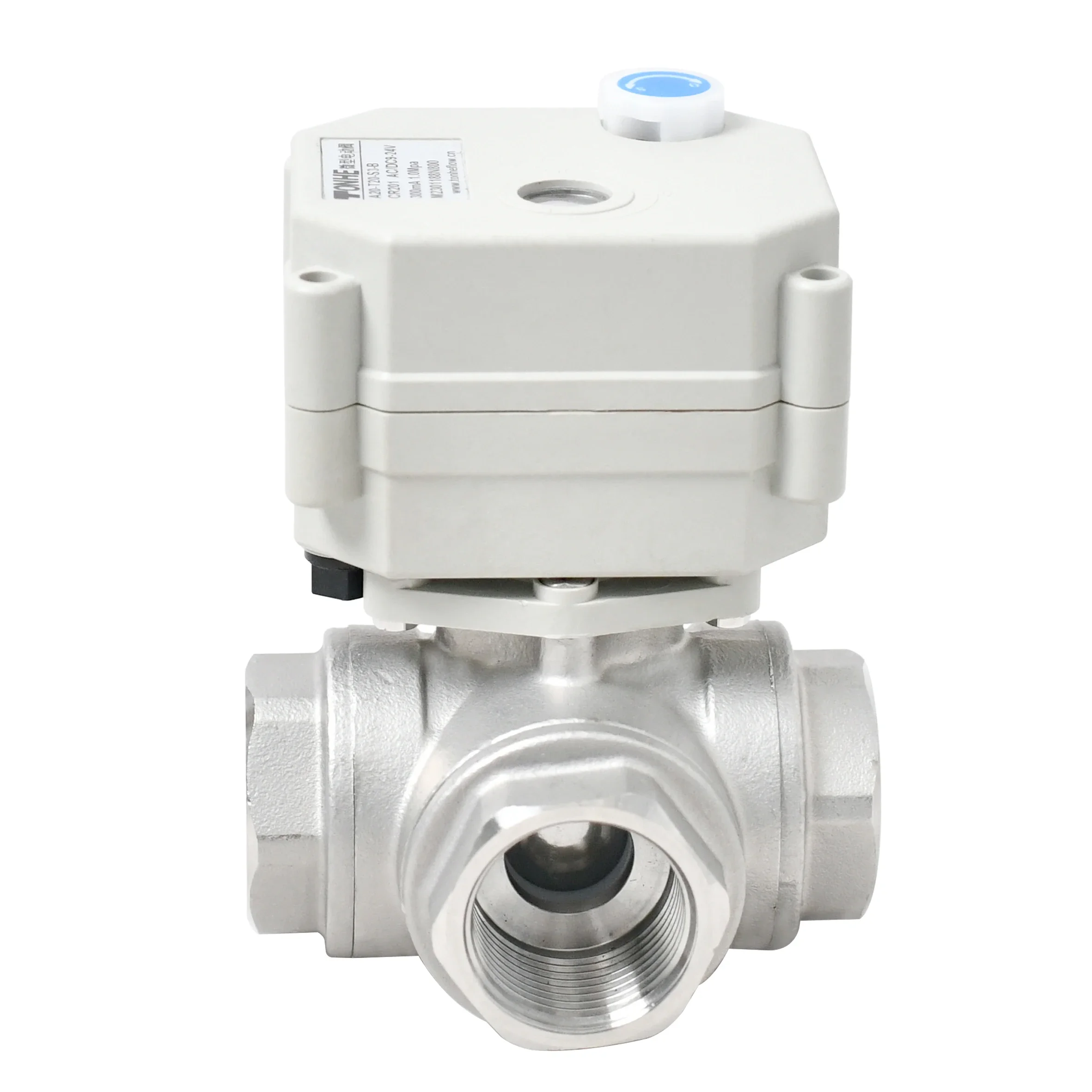 Tonheflow 3 way valve with manual override DN20 SS304 motorized water valve controller electric water valve