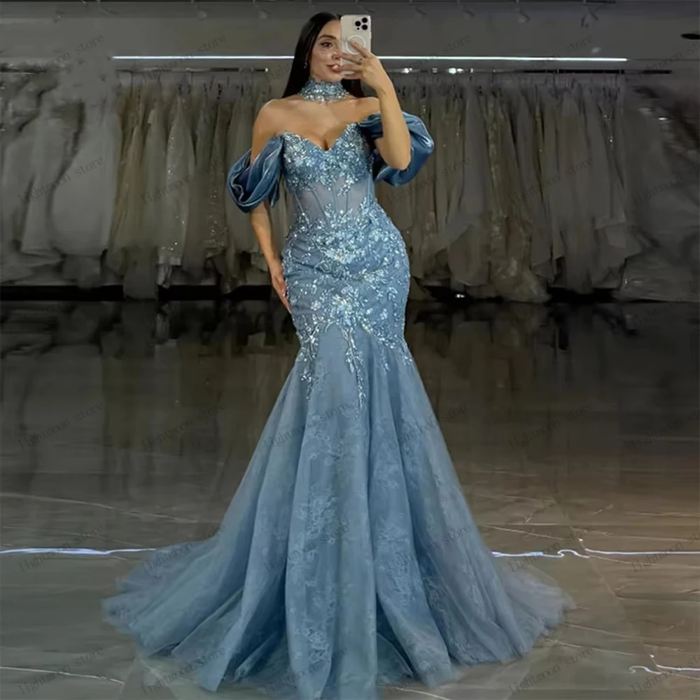 Exquisite Abendkleider, wunderschönes Ballkleid, Spitzenapplikationen, schulterfreie Roben, Meerjungfrau-Stil, maßgeschneiderte Vestidos De Noche 2026