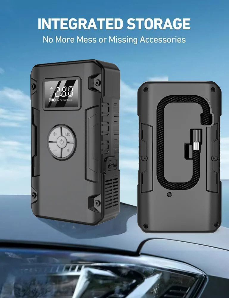 

Portable multifunctional car battery charger, power supply, outdoor car startup, emergency inflation pump, outdoor use