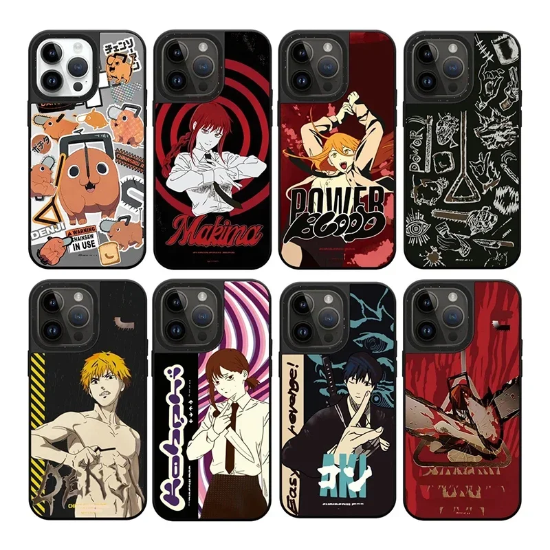 

Mirror Surface Anime Chainsaw Phone Case Cover for IPhone 11 12 13 14 15 Pro Max Case for IPhone 15 Pro Max