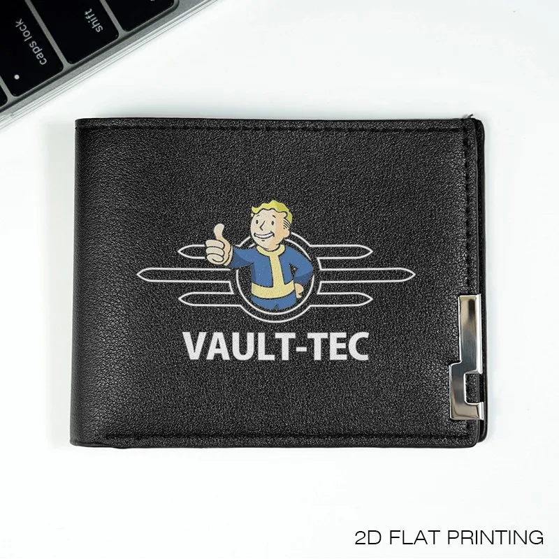 Portfel męski VAULT TEC LOGO, wąski, ze skóry PU, wytrzymały, lekki, w stylu biznesowym, modny dodatek do codziennego użytku.