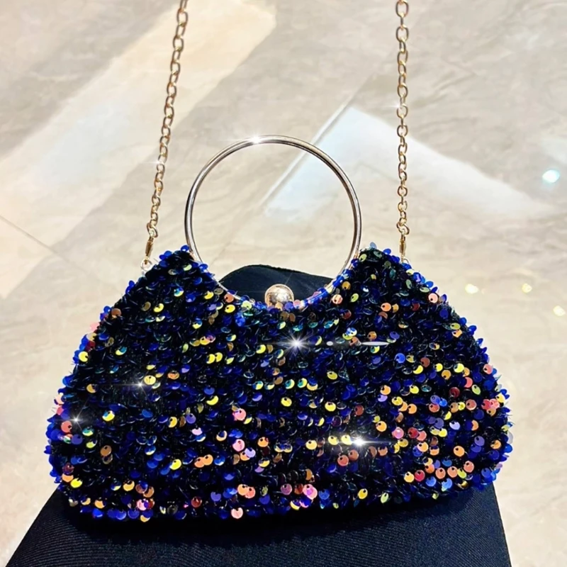 Glitter Sequined Evening Clutch Bag Fashion Shoulder Bag Crossbody Purse With Chain Strap for Wedding Party Cocktail