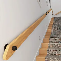 19ft（Divided into 4 Parts） Pine Stair Handrail, Solid Wood Safety Rails, Indoor Anti-Slip Handrails, Suitable for Villas, Bars