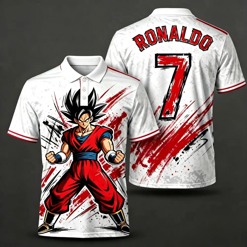 

2026 Summer Anime Dragon Ball Men's Casual Breathable Business Fashion Polo Shirt Wukong Anime Sports 3D NO.7 Short Sleeve
